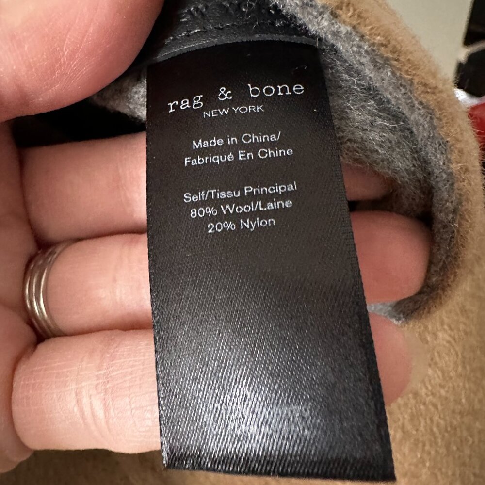 Rag & Bone Gray Tan Reversible Wool Blend Belted Trench Coat Jacket Medium* - Picture 8 of 8